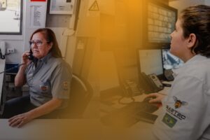 Sistema de portaria remota em funcionamento. Controle de acesso